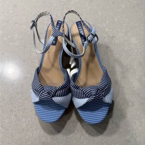 Copper Key Blue and White Striped Sandals
